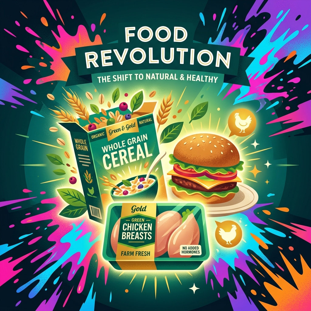 A vibrant, modern flat vector illustration representing a food revolution